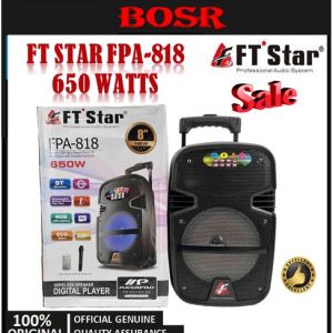 FTStar FPA-818 High quality Portable Bluetooth Trolley 8  Speaker w/ Wireless Microphone