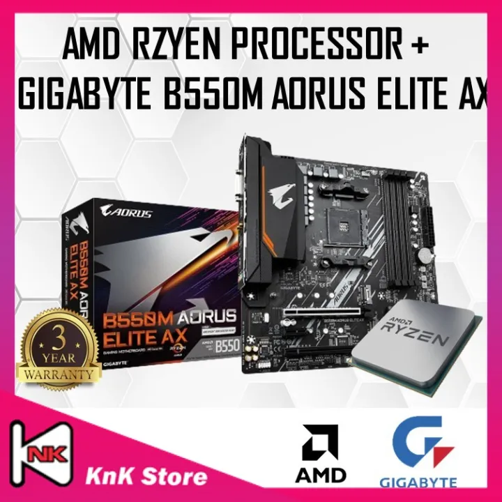 Gigabyte B550M AORUS ELITE AX DDR4 Motherboard + AMD RYZEN 5 / RYZEN 7 CPU COMBO