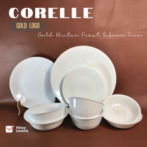 Corelle USA [Gold Logo] - Gold Winter Frost Silver Tree  - Full 10 Món Tô Chén Tem Vàng Ánh Bạc