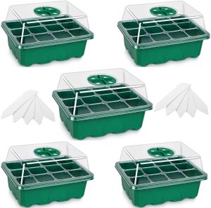 12 Holes Seedling tray Seed Starter Tray Seedling Starter Kits with Humidity Dome Mini Greenhouse Indoor for Greenhouse Grow Germination Seeds Growing Starting
