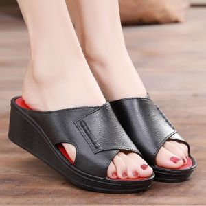 [Free Shipping] WomenS Wedge-Heeled Thick-Soled Slippers Fashionable For Outdoor Wear Suitable For Home Bathroom Non-Slip Casual Versatile Beach Shoes