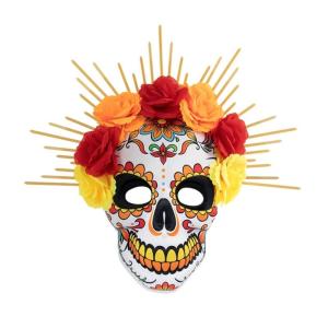 Mặt nạ hóa trang mexicans ngày của người chết đầu lâu trang trí mặt nạ với hoa hồng trang trí trang phục hóa trang hoa hồng Suger Mặt Nạ Xương