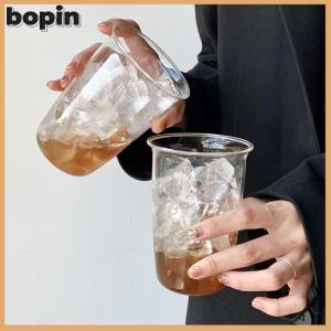 Bopin ถ้วยกาแฟแก้วลาเต้แบบโค้งสำหรับใช้ในครัวเรือนแก้วน้ำผลไม้แบบเรียบง่ายขวดน้ำใสแก้วเครื่องแก้วอุปกรณ์ชงกาแฟ