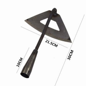 Durable Steel Hardened Hollow Hoe Multifunctional Triangular Arc Hand-Hold Gardening Shovel Weeding Rake Planting Vegetables Farm Weeding Rake Digging Hoe