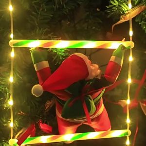 Santa Claus Climbing Ladder LED Christmas Lights - Waterproof Colorful Hanging String Lights for Outdoor Eaves Decoration