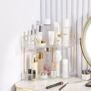 Luxury-lite vanity table lipstick and skincare products storage bathroom and toilet triangular shelf