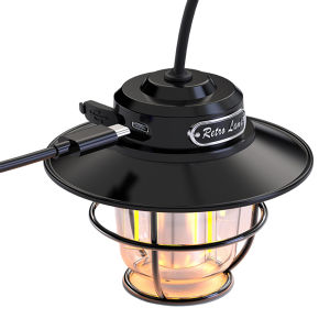 [VSC] LED Warm Light Vintage 200LM Portable Camping Light Stepless Dimming Type-C USB Rechargeable for Hiking Fishing Emergency