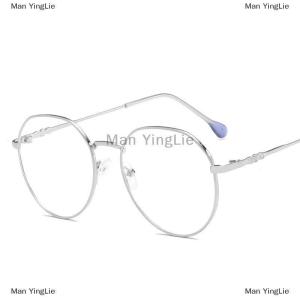 [COD] Man YingLie Classic Elegant Metal Round Frame Anti Blue Light es Women Vintage Retro Eye Protection Fashion Eyewear