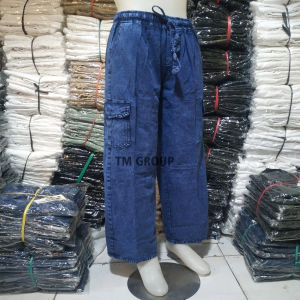 CELANA KULOT CARGO WANITA SNOW JEANS WASH TERBARU/ FULL KARET PINGGANG/MUAT SAMPAI BB 60 KG