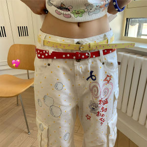 Summer Colorful Contrasting Retro Polka Dot Belt Cute Y2K Trend Korean Ins Belt Jeans Skirt Shopping Accessories Womens Belt H260729