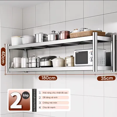 MIKI Kệ Treo Tường Nhà Bếp Inox Cao Cấp 2 Tầng Đựng Gia Vị Chén Bát Tiết Kiệm Không Gian Nước Chống Gỉ Siêu Bền