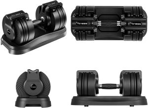 Adjustable Dumbbells 3 to 22.7KG (6.5 to 50lb) Single Dumbbell for Men and Women 1-second Adjust Turning Handle Dumbbell with Anti-Slip Metal Handle and Tray Suitable for Workout Strength Training Fitness Weight Home Gym
