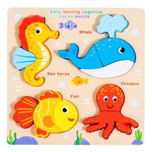 BABYBANG Mô hình nhận thức Đồ chơi gỗ câu đố 3D Montessori Đồ chơi ghép hình Đồ chơi ghép hình giao thông động vật Câu đố ghép hình nhận thức Suy nghĩ logic Bảng xếp hình 4 trong 1 Cha mẹ và con cái