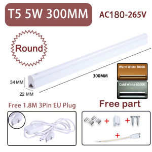 Chenben Đèn tuýp LED T5 có phích cắm Thanh đèn tuýp Led Trắng ấm/Trắng lạnh Trọn bộ đèn tủ 30CM/60CM/90CM Đèn tường siêu sáng Đèn trần tiết kiệm năng lượng cho gia đình Phòng khách Văn phòng nhà bếp