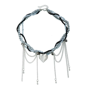 สร้อยคออัลลอยวัยเยาว์พร้อมพู่ห้อยหยดน้ำตาและจี้รูปหัวใจพกพาได้เพื่อเสริมเครื่องแต่งกายหรือโอกาสต่างๆ