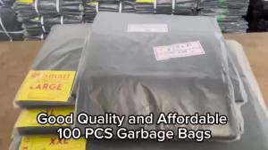 Black Trash Bags / Garbage Bags 100 PCS Folded (Per Pack) Thick Quality for Home and Business Use