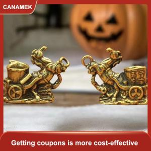 【CANAMEK 】 Bronze Zodiac Horse Learning Rich Five Car Statue Desktop Decoration Living Room Tea Table Metal Craft Home Decorations