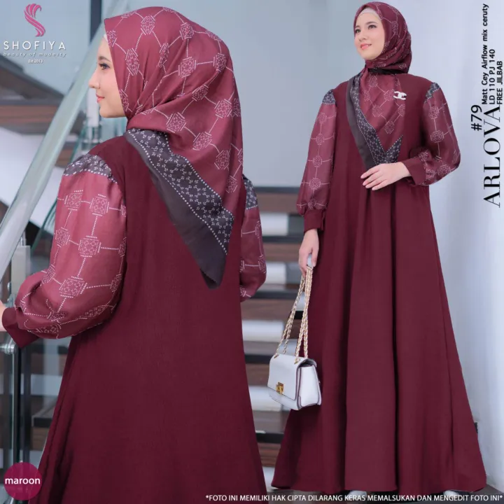 Gamis Arlova Dress Maxy Bahan Cey Cringkle Airflow