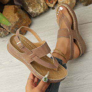Free Shipping Plus-Size WomenS Wedge-Heel Sandals 2026 New Style Thick-Soled Retro Casual Versatile