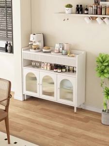Cream Style Simple Modern Solid Wood Sideboard Wall-Mounted Integrated Storage Cabinet Coffee Cabinet Tea Cabinet