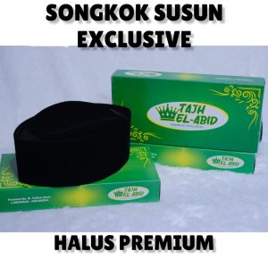 SONGKOK SUSUN PREMIUM PECI SUSUN AC Hitam Polos KOPIAH Susun  Dewasa  Anak TAJH EL ABID