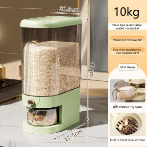 Rice Storage Container 10KG Automatic Rice Dispenser Insect Moisture Proof Multipurpose Slim Kitchen Food Organizer Rice Bucket with Rice Cup