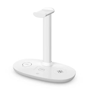 15W Headphone Stand with 4 in 1 Wireless Charger -Headset Holder Station Dock for Ios Watch AirPods Max/Pro/2/ IPhone 15/14/13