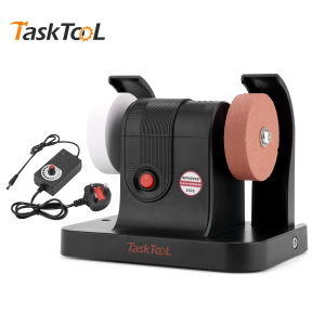 TASKTOOL 220V Dual Wheel Electric Bench Grinder 200W 11-Speed Small Sanding Polishing Grinding Machine DIY Tool UK Plug