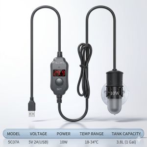SG READY STOCK l USB Mini Aquarium Heating Rod Fish Tank Submersible Thermostat Heater 18-34°C Adjustable Temperature