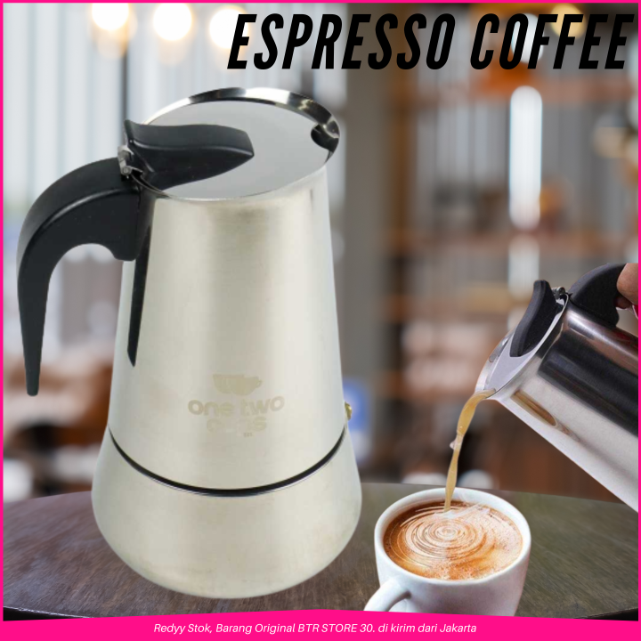 COD One Two Cups Espresso Coffee Maker Moka Pot Teko Stovetop Filter