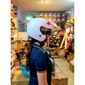 Nón bảo hiểm KLT màu trắng 2 kính chính hãng