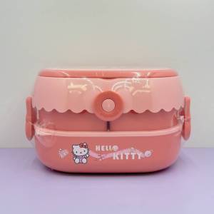Christmas Gift Halloween Sanrio Student Lunch Box Hello Kitty Kawaii My Melody Anime Children Double-Deck High-Capacity Plastics Lunch-Box Cutlery Set