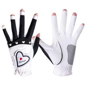 1 Pair Golf Glove for Women Open Finger Gloves Palm Anti-slip Particles Left and Right Hands Breathable Sports Cycling Ladies Golf Wear