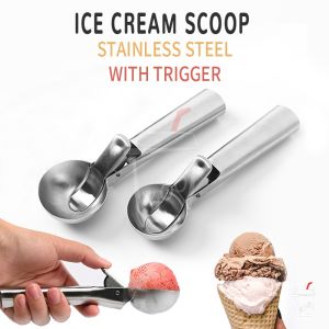 Stainless Steel Ice Cream Scoooper Cookie Dough Transper Scoop Kitchen Essentials Kitchen Bar Tools