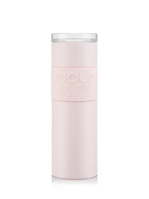 Bodum TRAVEL MUG Vacuum Travel Mug s/s 0.6 L 20 oz with clear lid in Belly Band