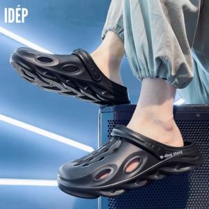 Dép cross nam gợn sóng cao 4cm siêu nhẹ đi mưa- Giày sục nhựa lười lỗ lưới bít mũi chất EVA độc lạ iDEP SL048