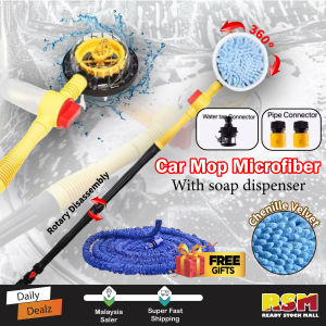 Automatic Rotating Car Wash Cleaning Car Washing and Flushing Mop Microfiber Car Cleaning Brush Detachable/Berus Mop Cuci Kereta Automatik