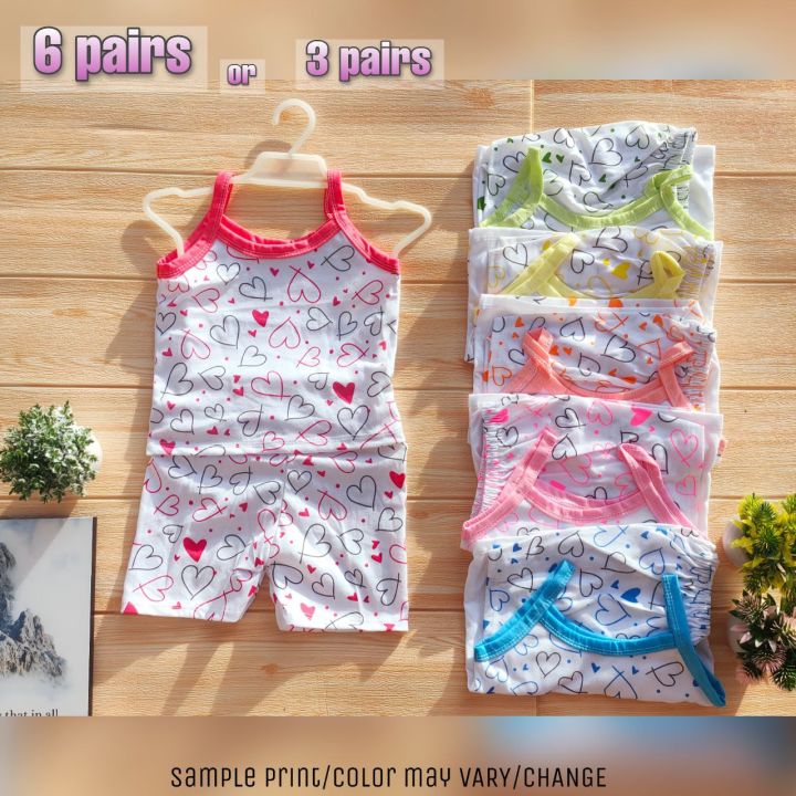 12 pcs/6 pairs/3 pairs Sando Short Terno for Baby Girl 0-10 months