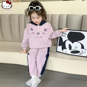 Christmas Gift Halloween 2Pcs Anime Sanrio Kawaii Fashion Motion Sweet Girls Clothe New Kuromi Children Autumn Hoodie Pants Princess Style Cartoon Coat