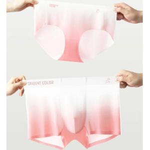 Trendy Gradient Couple Underwear Mens U Pouch Boxers Shorts Comfy Beachwear Womens Seamless Mid Waist Briefs Panties Knickers