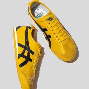 Original Tiger Shoes Classic Yellow/Black Vintage MEXICO 66™ Mens and Womens Leather Non-slip Wear Resistant Comfortable Stylish Casual Sneakers DL408-0490