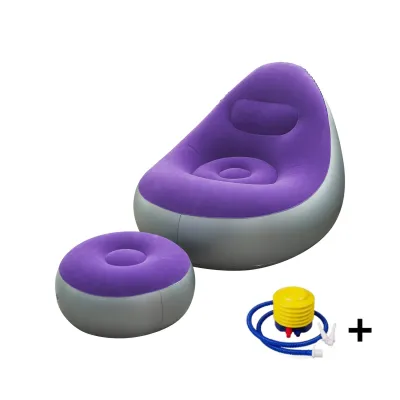【FREE POMPA】Air Sofa Portable Inflatable Dengan Pompa Dan Sandaran Kaki Sofa Santai Angin Intime
