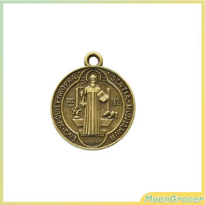 M.G. St. Benedict Medal Alloy Material Badges Pendant Front and Back All Have Patterned