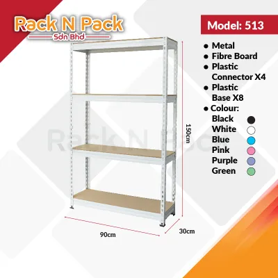 Rak Besi Serbaguna DIY 4 Tingkat / Heavy Duty Storage Boltless Metal Multipurpose Rack 4 Level Racking [ FREE FLOOR PROTECT BASE x 8 ] Adjustable Height Flexible Combination / Kitchen / Dapur / Stor / Size 30cm x 60cmx 150cm / High Tensile Steel Structure