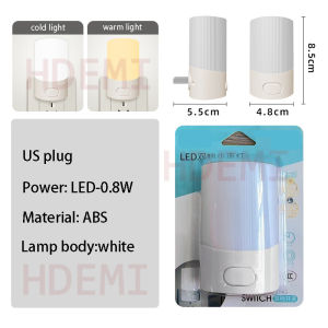 US Plug Night Light Warm And Cold Light Modern Bedside Lamp Energy Saving Eye Protection LED Night Lights