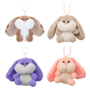Long Eared Plush Rabbit Keyring Stylish Bunnys Key Rings Ornament Handmade Accessory for Backpacks and Handbags
