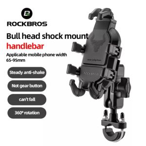 ROCKBROS pemegang telefon motosikal aman kejutan Nylon Anti-slip kurungan Universal berbasikal Cellphone Protector Handlebar Mount Fit untuk aksesori motosikal Honda YAMAHA