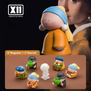 X11 TOYS đồ chơi nghệ sĩ loạt Hộp đồ chơi sưu tập (1/8) Mô hình nhân vật cô gái với một bông tai ngọc trai/Van Gogh/Mona Lisa/con trai của người đàn ông trang trí mô hình đồ chơi dễ thương cho món quà sinh nhật búp bê dễ thương hộp bí mật