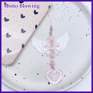 Moito ห่วงโซ่ห้อยโทรศัพท์มือถือรูปโบว์รูปหัวใจน่ารักสำหรับเด็กผู้หญิงกระเป๋าพวงกุญแจแฟชั่นหวานๆสำหรับตกแต่งของขวัญ