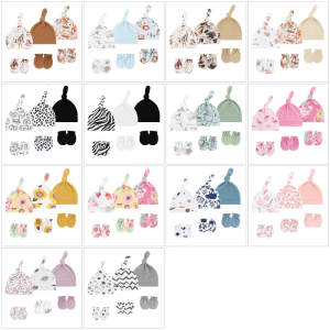Set of 3 Machine Washable Infant Fetal Hat and Gloves Enjoy Comfort Newborns Baby Fetal Caps & Scratch Proof Mittens